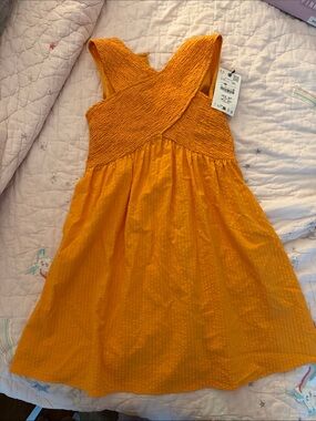 Zara Girls' Mustard Orange Cross-Front Sundress